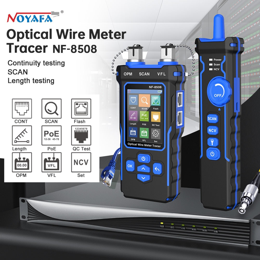 NOYAFA NF-8508 Network Cable Tester Optical Wire Meter Tracer LCD Digital Rechargeable Network Line Finder Wire PoE Checker