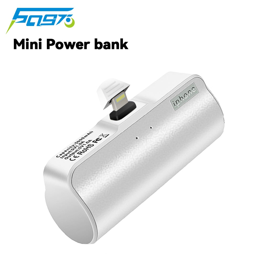 Mini Power Bank 5000mAh Portable Charging Powerbank Phone Spare External Battery Bank For iPhone 14 13 12 Pro Max Samsung Xiaomi