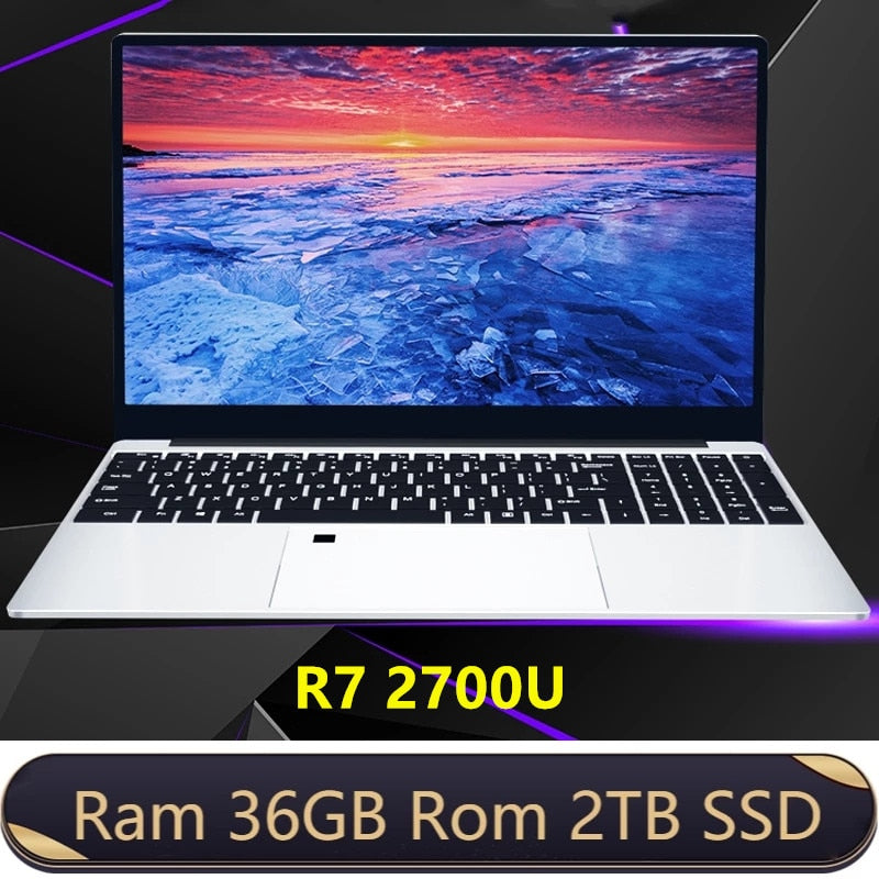 DDR4 36GB 2TB SSD Ultrabook Metal Computer with 2.4G/5.0G Bluetooth Ryzen R7 2700U windows 10 Pro Metal portable gaming laptop