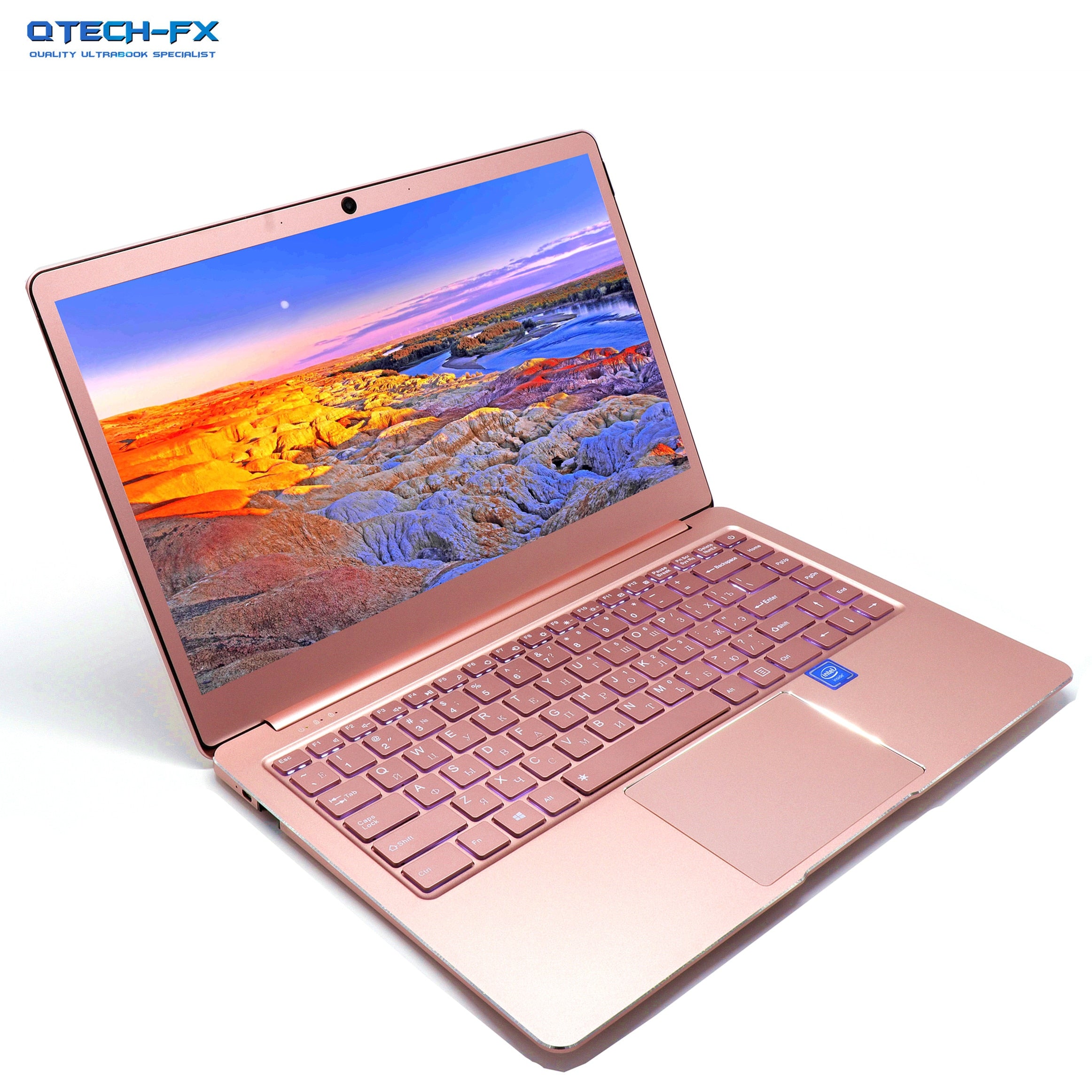 Metal Ultrabook SSD 256GB 512GB RAM 8GB Pink 14" CPU Intel 4 Core Windows Office Arabic French Spanish Russian Keyboard Backlit