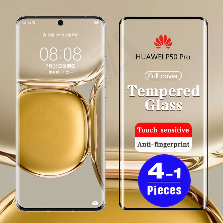 1-4Pcs cover Glass for Huawei P30 P40 P50 pro Screen Protector p40 pro plus P20 P10 lite E Tempered Glass Phone protective film