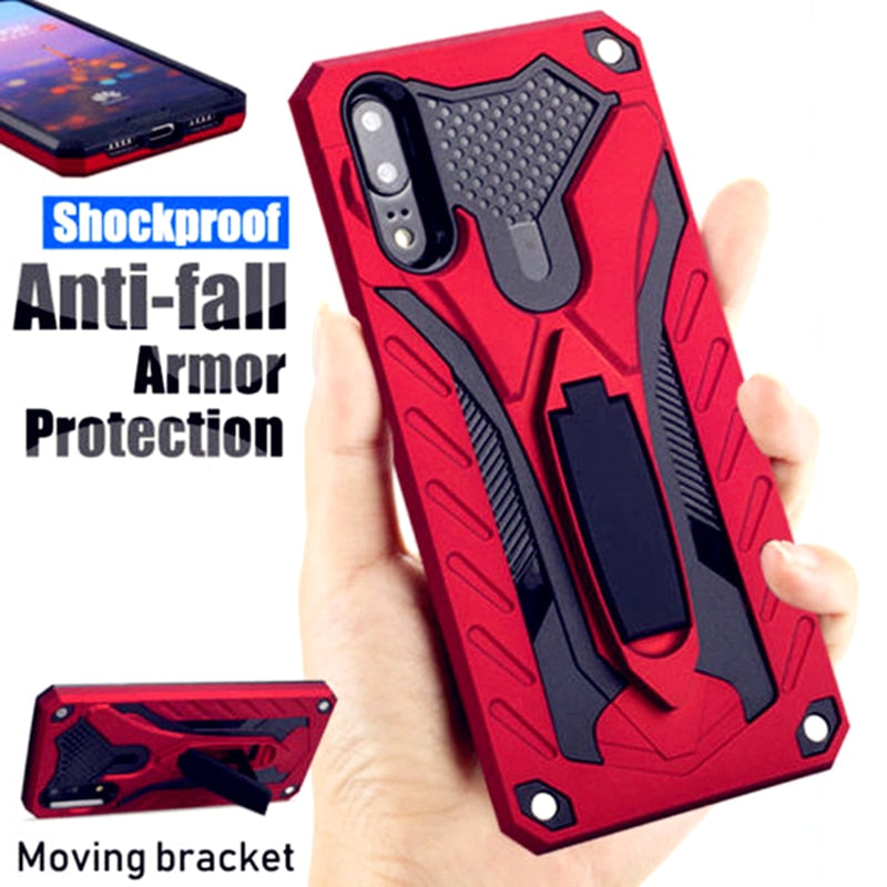 Luxury Armor Shockproof Stand Case for Huawei P40 P30 P20 Lite Mate 30 20 10 9 Pro Y6 Y7 Y9 Prime 2019 Rugged Silicone Cover