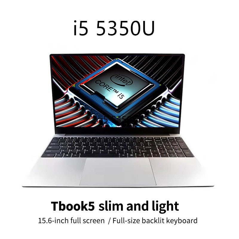 15.6inch in-tel core I5 5th Gen ultrabook notebook 8GB RAM 256GB SSD 1920*1080 HD screen Windows 10 laptop computer