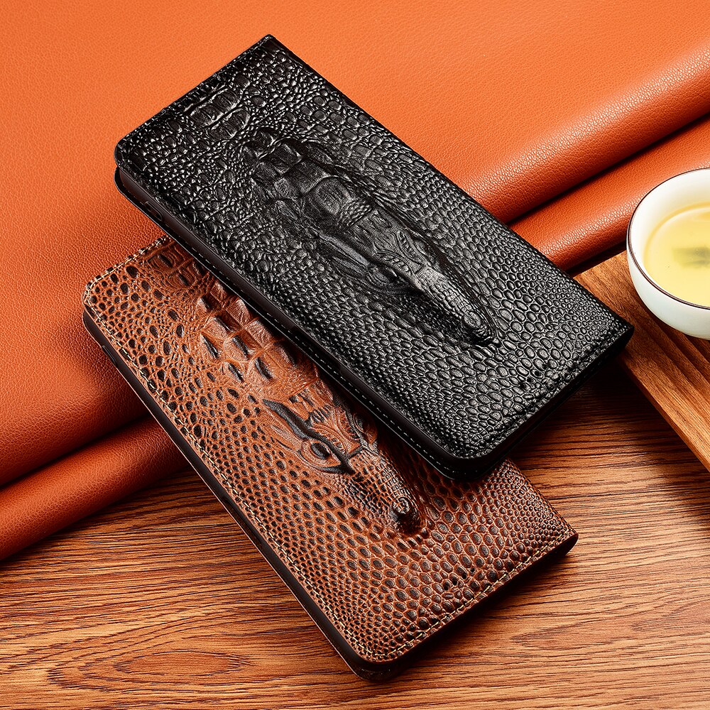 Crocodile Head Genuine Flip Leather Case For Meizu 15 M15 16 16S 16T 16TH 16XS 17 18 18S 18X 20 Note 8 9 Pro Lite Cover Cases
