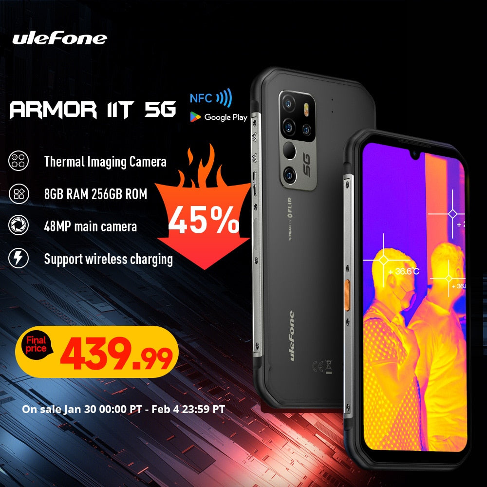 Ulefone Armor 11T 5G Rugged Mobile Phone FLIR® Thermal Imaging Camera Smartphone Android  8GB 256GB Waterproof  Mobile Phone