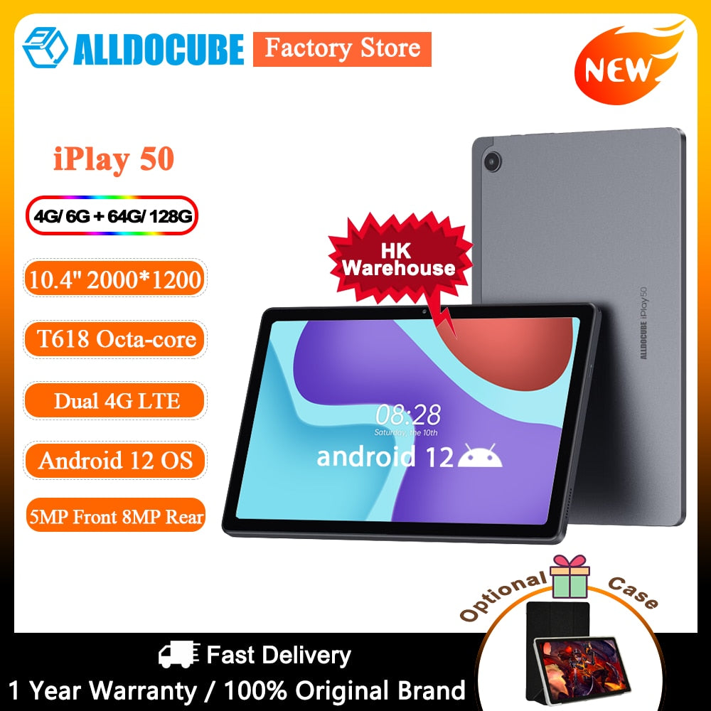 【2023】Alldocube iPlay 50 Tablet PC 10.4 inch 2K Screen 4GB/6GB RAM 64GB/128GB ROM UNISOC T618 Octa-core Dual 4G LTE Android 12
