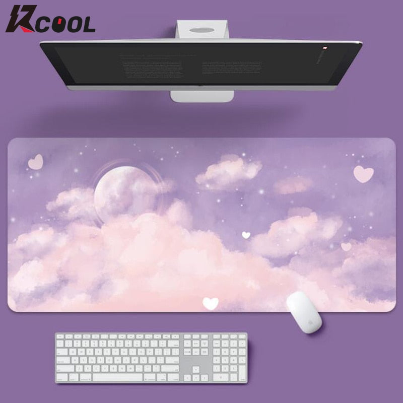 Purple Clouds Landscape Mouse Pad Large Office Desks Computer Mat Deskpad Non-Slip Rubber Bottom Keyboard Mat Office Desktop Pad
