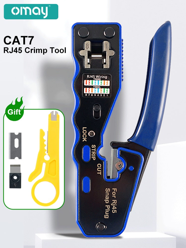 RJ45 UTP Crimper Network Tools Ethernet Cable Stripper Through-hole Connector CAT5/6/7/8 Pliers Pressing Wire Clamp Tongs Clip