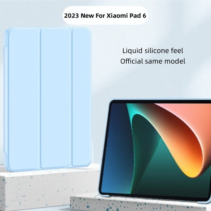 For Xiaomi Pad 6 Case 11 inch Smart Tri-folding Leather Silicone Tablet Cover Funda For Xiaomi Mipad 6 Mi Pad 6 Pro 2023 Case
