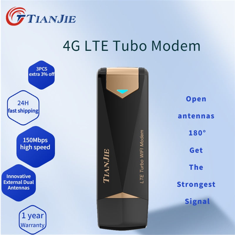 Wireless 4G LTE Turbo SIM Card Router USB Wifi Modem Adapter 150Mbps With Dual External Antennas Get the Strongest Signal Mobile