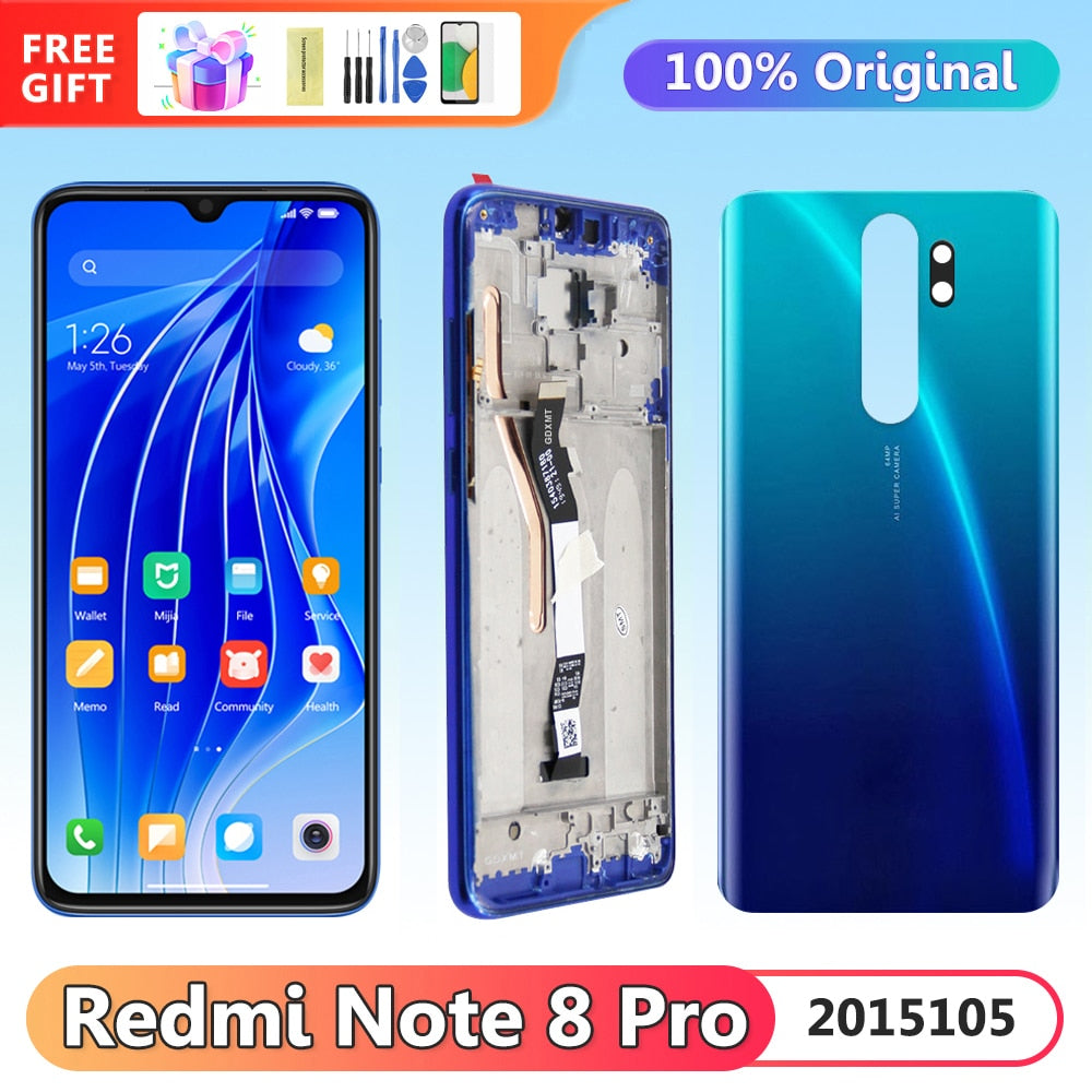 6.53'' Original Display with Frame for Xiaomi Redmi Note 8 Pro 2015105 M1906G7I Lcd Display + Touch Screen Digitizer Assembly