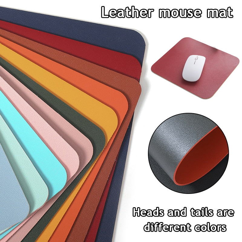 PU Leather Mouse Pad Anti-slip Office Accessories School Supplies Mouse Mat Solid Color Simple Waterproof Desk Set