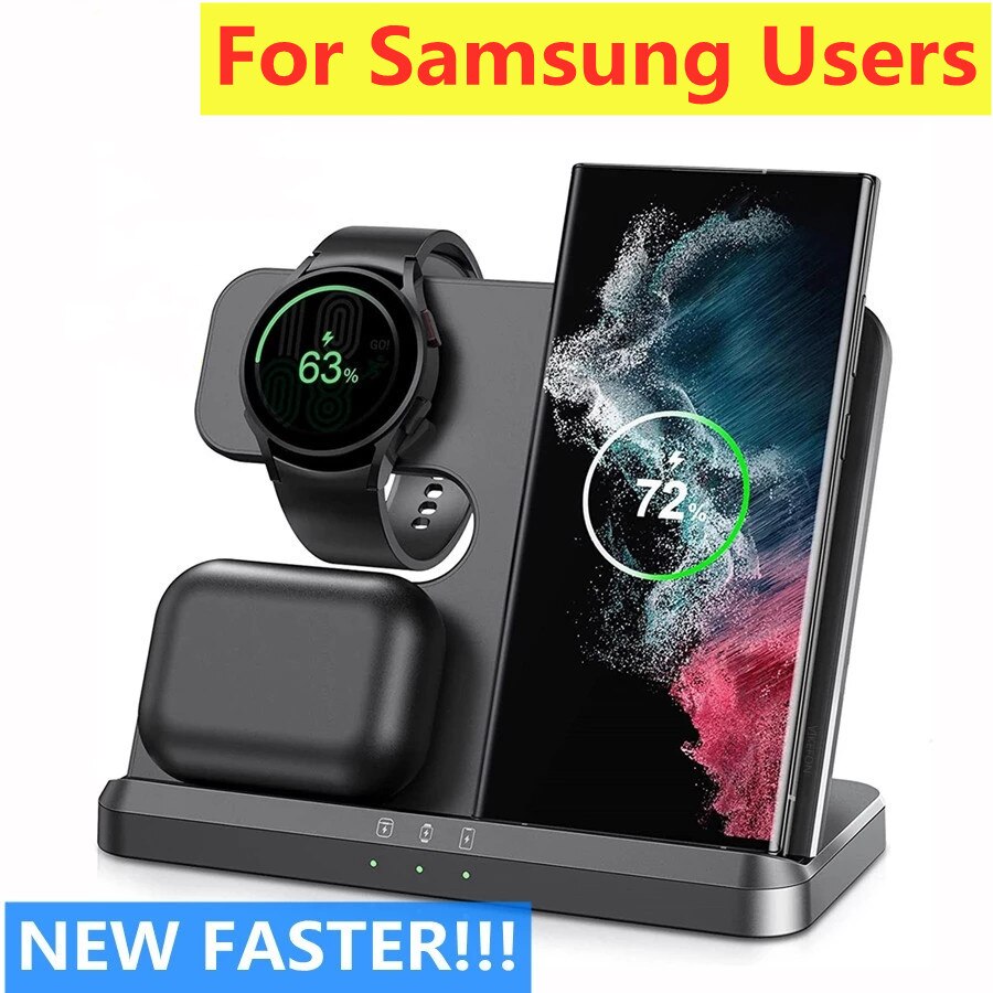 3 in 1 Wireless Charger Stand For Samsung S22 S21 S20 S10 Ultra Note Galaxy Watch 5 4 Active Buds 15W Fast Charging Dock Station