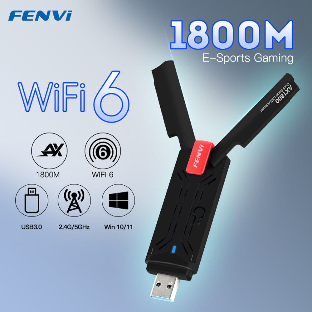Fenvi WiFi 6 USB Adapter Dual Band AX1800 2.4G 5GHz Wireless WiFi 6E AXE3000 Dongle Network Card USB 3.0 WiFi Adapter Win7 10 11