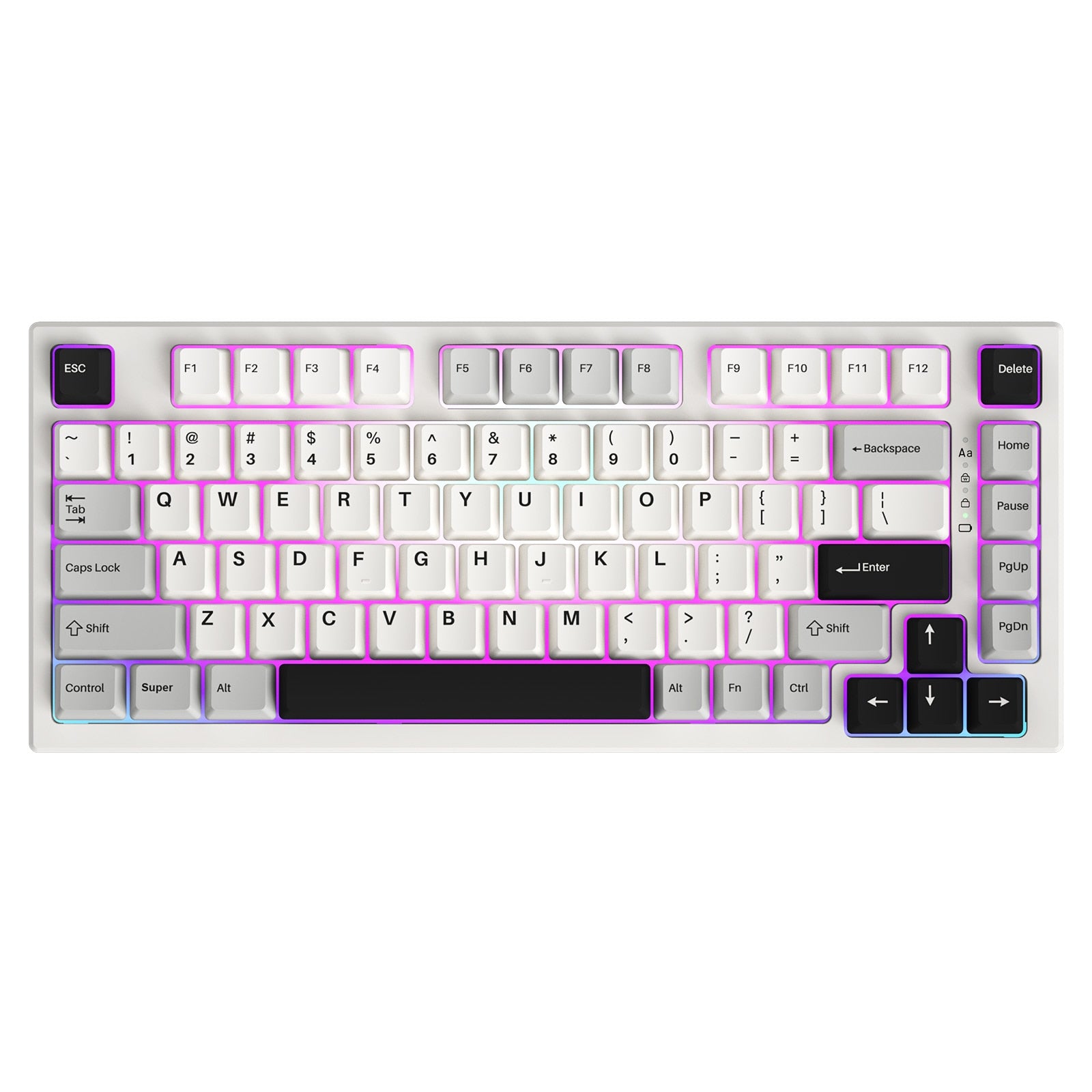 YUNZII YZ75 White 75% Hot Swappable Wireless Gaming Mechanical Keyboard, RGB Backlights, BT5.0/2.4G/USB-C, for Linux/Win/Mac