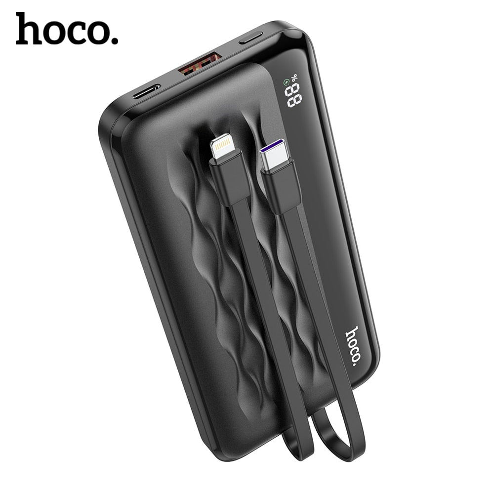 HOCO Power Bank 10000mAh with 20W PD Fast Charging Powerbank Portable Battery Charger PoverBank with USB Type C Cable For iPhone
