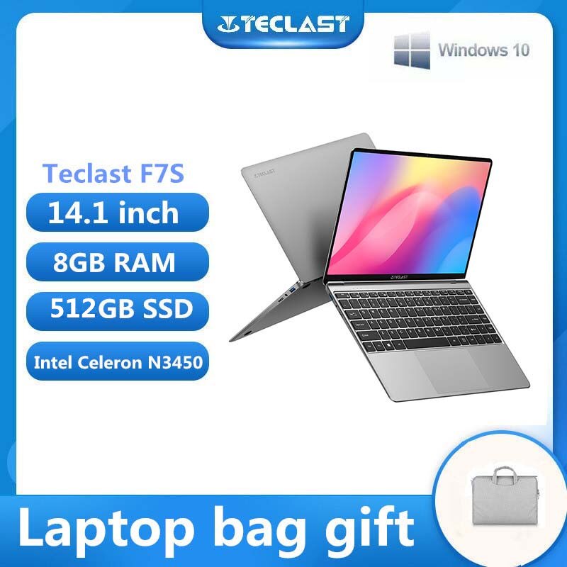 Teclast F7S Notebook 14.1 ”„ windows 10 Intel N3450 dwurdzeniowy 2.4GHz 8 GB pamięci RAM 512 GB SSD 2.0MP aparat z przodu 7 godz
