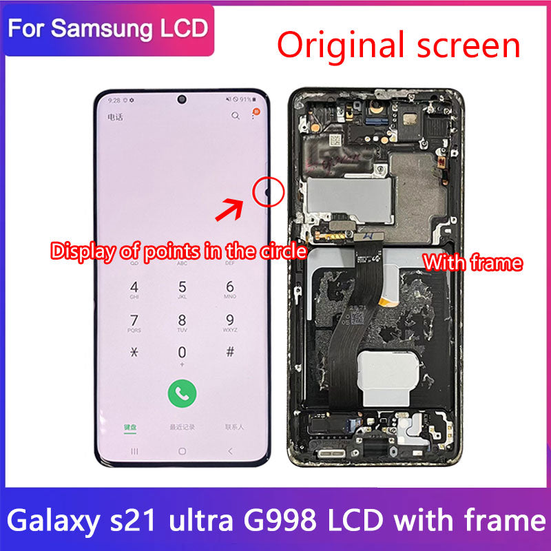 Original Super AMOLED Display Touch Screen For Samsung Galaxy S21 Ultra 5G G998 G998F G998B/DS Lcd Display Defect Screen