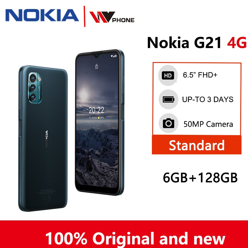 Nokia G21 4G 6GB 128GB Smartphone 6.5 inch Display 5050mAh Battery 50MP triple Camera Face Unlock 3-day Battery Life Global