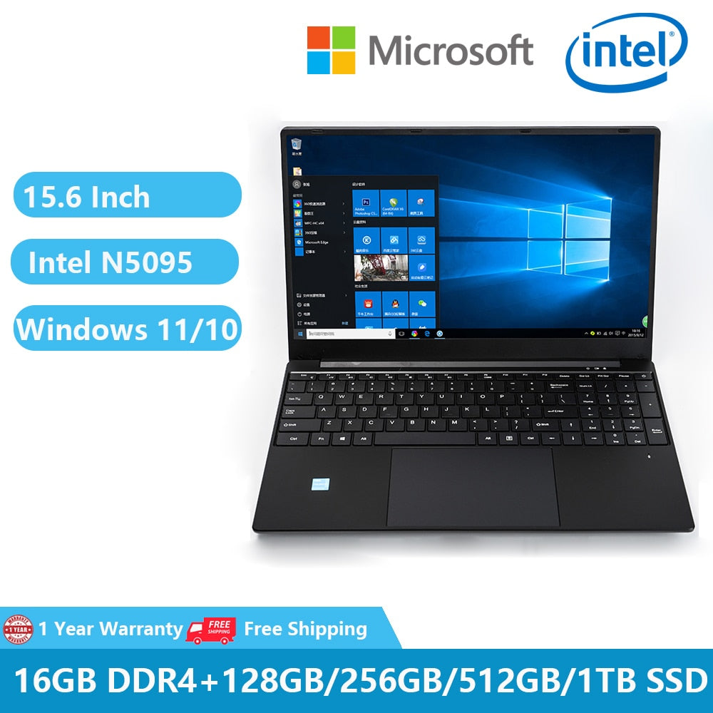 2022 Office Notebook Windows 10 Business Education Laptop Netbook 15.6 Inch Intel Celeron N5095 16G RAM 1T SSD Dual WiFi Woman