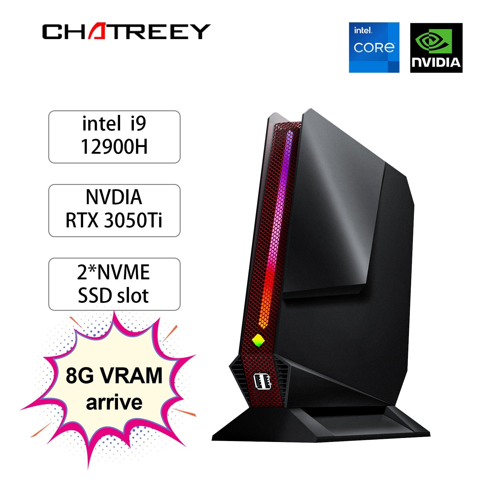 Chatreey G2 Mini PC Intel Core i9 12900H i7 12700H With Nvidia RTX3050Ti 8G Gaming Desktop Computer PCIE 4.0 Wifi 6 BT5.0