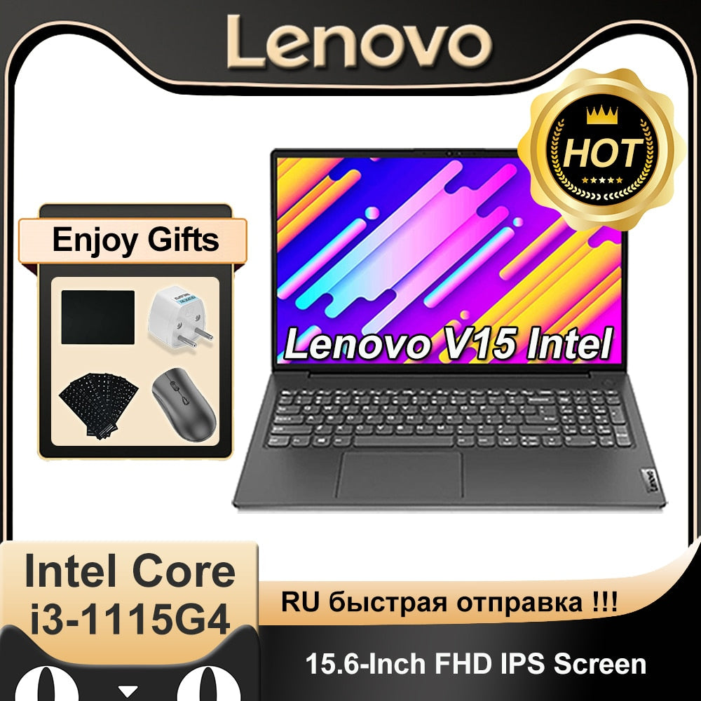 Lenovo V15 G2 ITL Laptop Intel Core i3-1115G4 UHD Graphics 8GB+256GB SSD 15.6-Inch FHD IPS Screen Thin-Light Win11 Notebook
