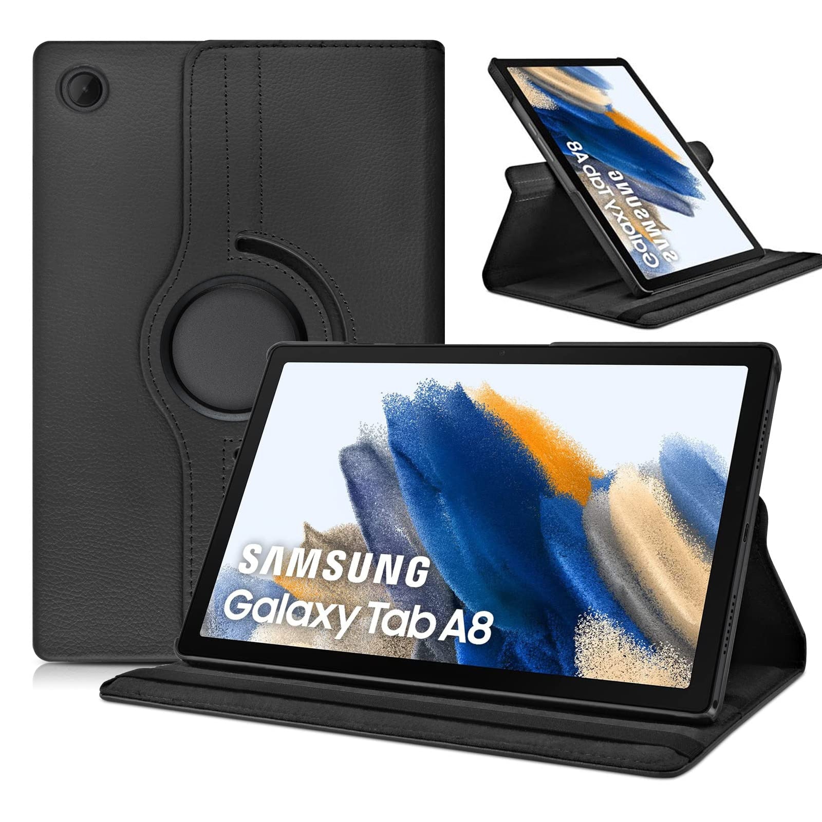 Case for Samsung Galaxy Tab A8 10.5" 2021 SM-X200/X205 Ultra Thin PU Leather Cover Sleep Wake Function 360 Rotating Stand Case