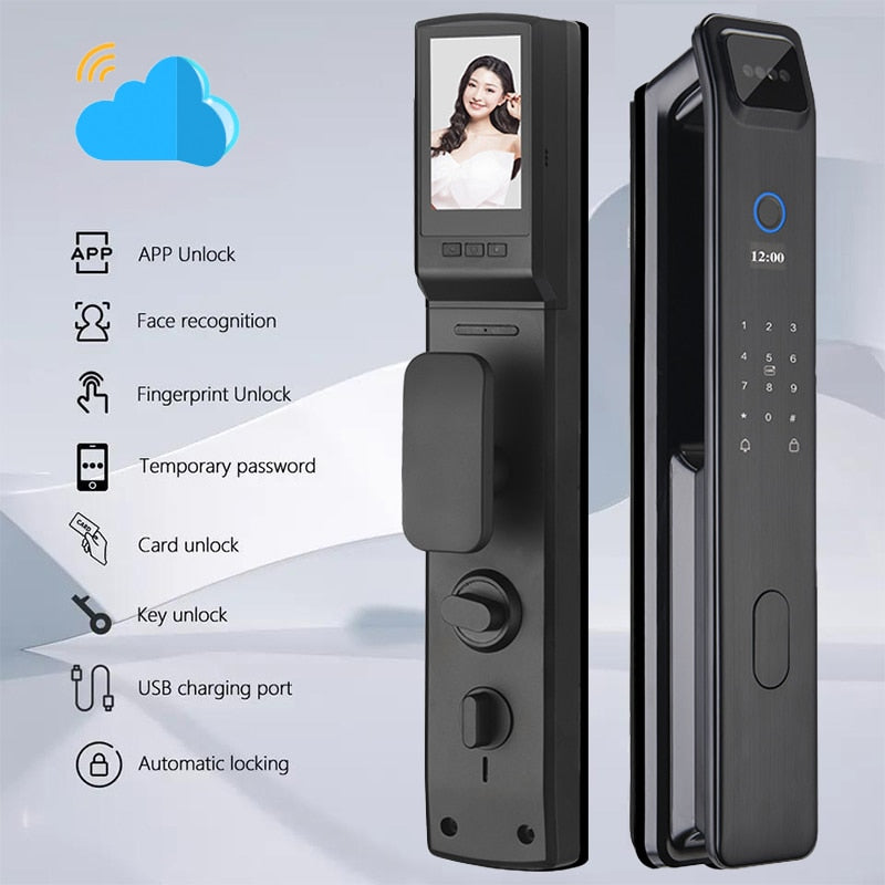 Fully Automatic WIFI APP 3D Face Recognition Smart Lock Fingerprint Biometric Card Key Digital Lock Home Smart Lock