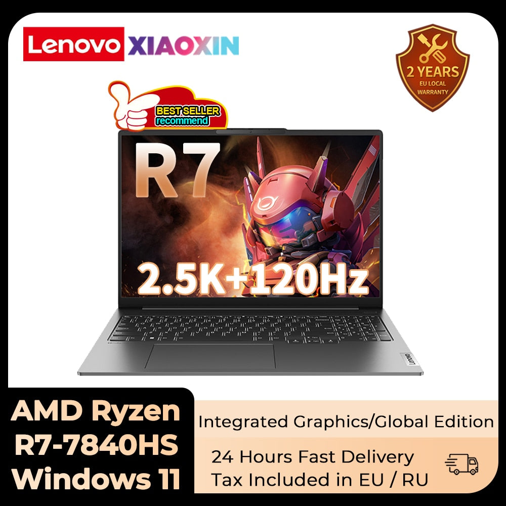 Lenovo Xiaoxin Pro 16 2023 Laptop AMD Ryzen R7 7840HS 32GB RAM 1T/2TB SSD 16-inch 2.5K 120Hz IPS Full Screen Notebook PC