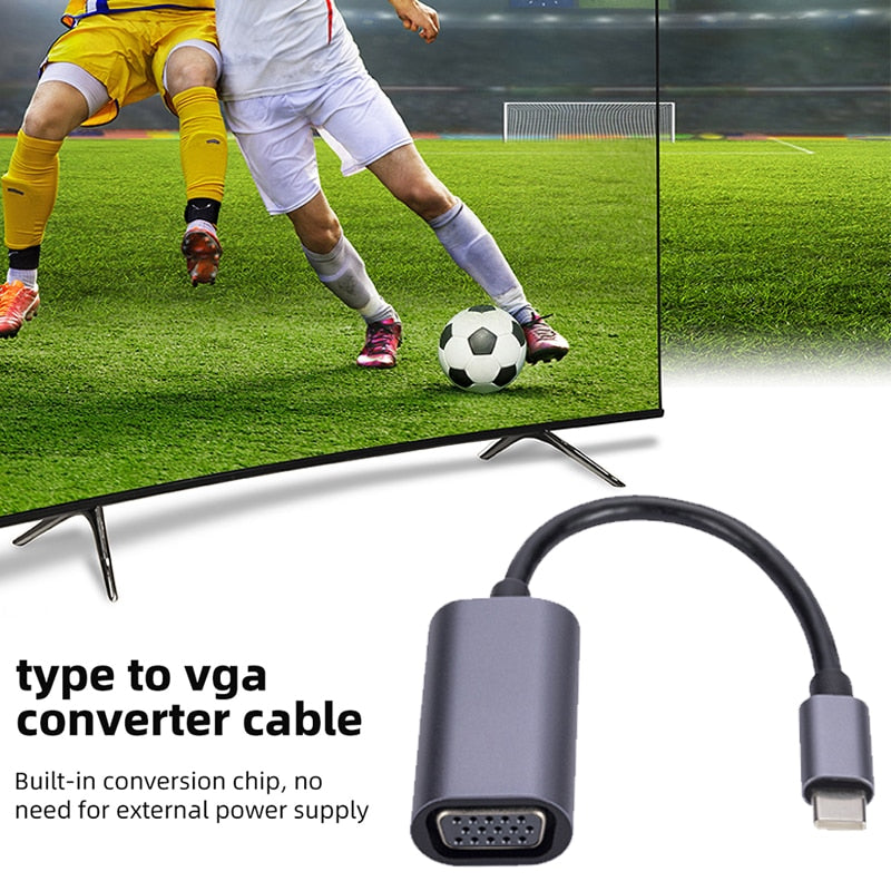 USB C To VGA Converter Cable Support Hot Swapping Display Adapter Cable Plug and Play Mobile Phone Notebook for MacBook Air/Pro