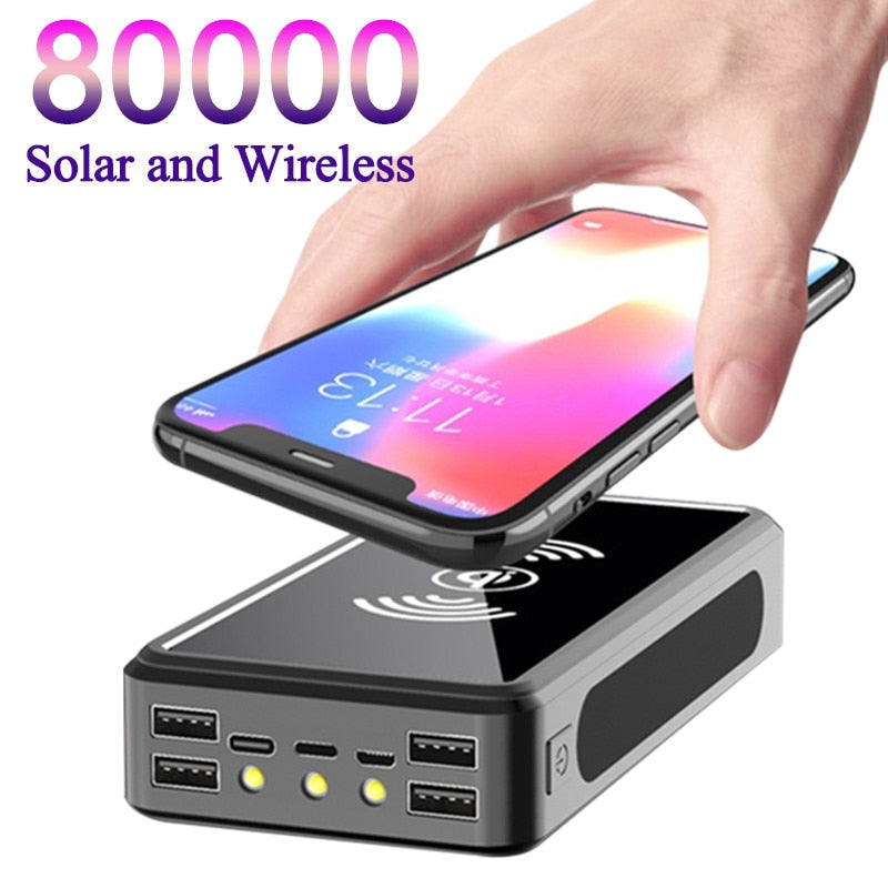 80000mAh Portable Wireless PowerBank Charger Double USB Outdoor Emergency External Battery Power Bank for Xiaomi Samsung Iphone