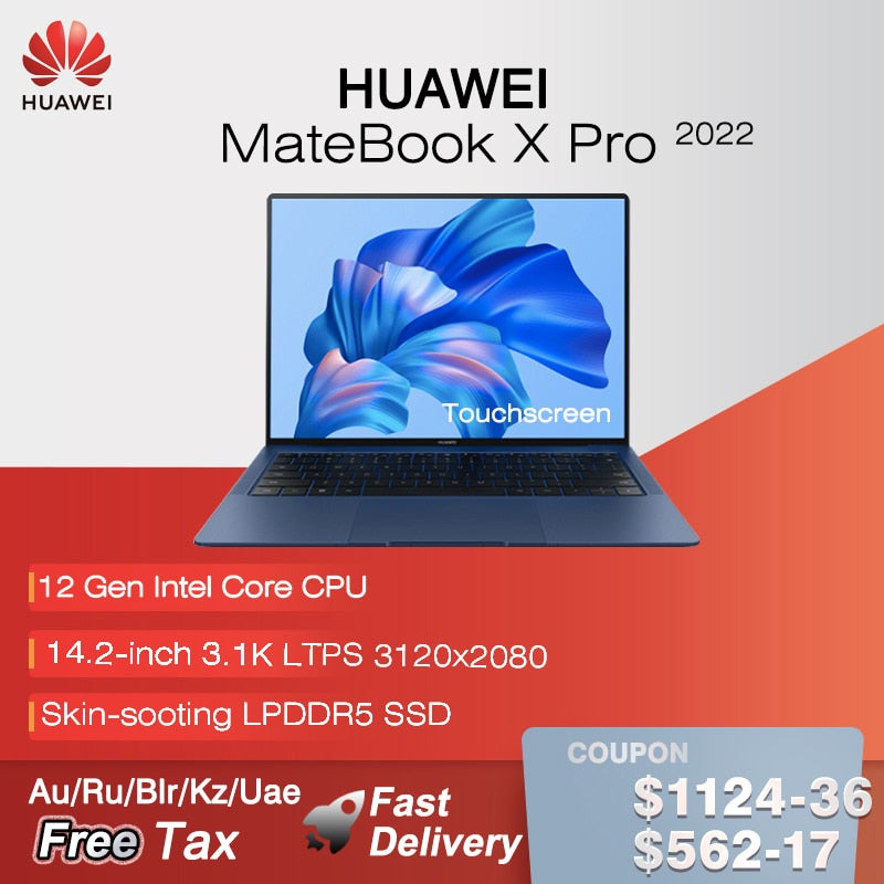 2022 HUAWEI MateBook X Pro 14.2 Inch Laptop i7-1260P 16GB 512GB/1TB Iris Xe Graphics Netbook Primary Color Full Screen Notebook