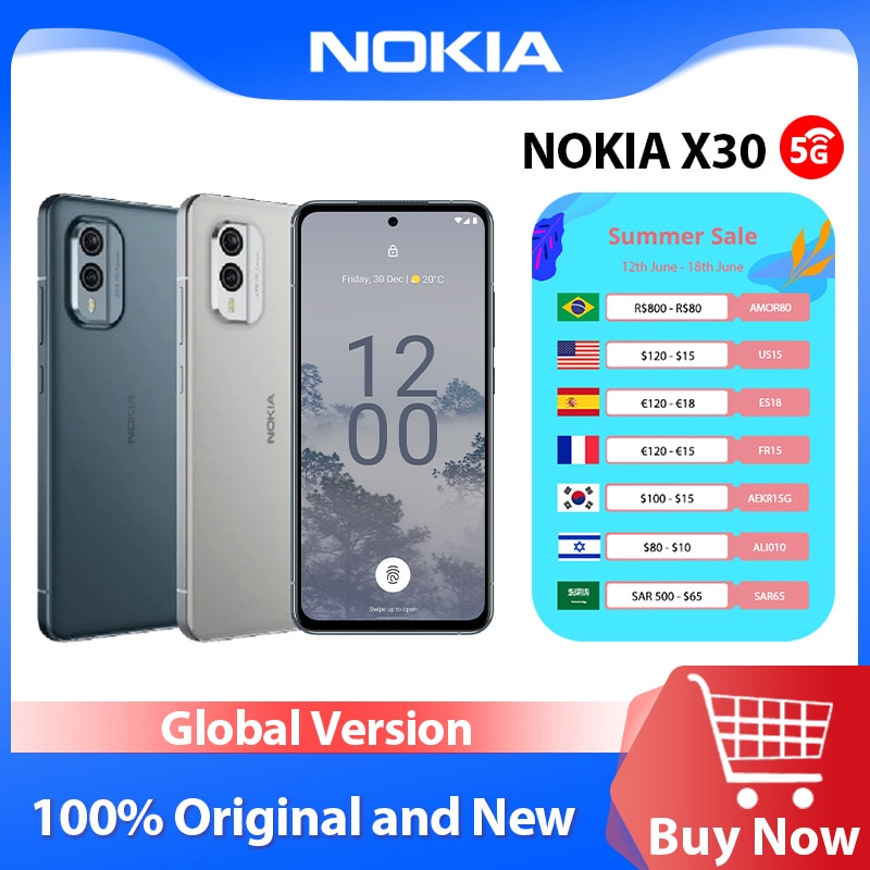 Nokia X30 5G Smartphone 8GB 256GB NFC 90HZ 6.43 inch FHD+ Display 4200mAh Snapdragon 695 IP67 50MP Double Camera 2 SIM Card