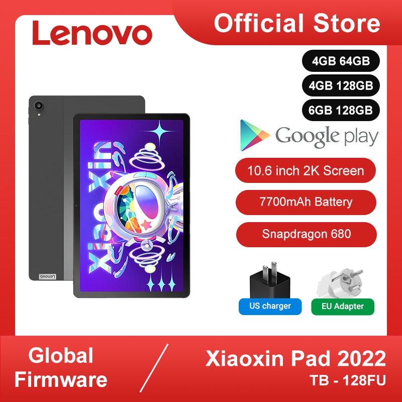 Global Firmware Lenovo Tablet Xiaoxin Pad 2022 Tab 128GB 64GB 10.6'' Display Snapdragon 680 Octa Core 7700mAh Android 12 Tablets