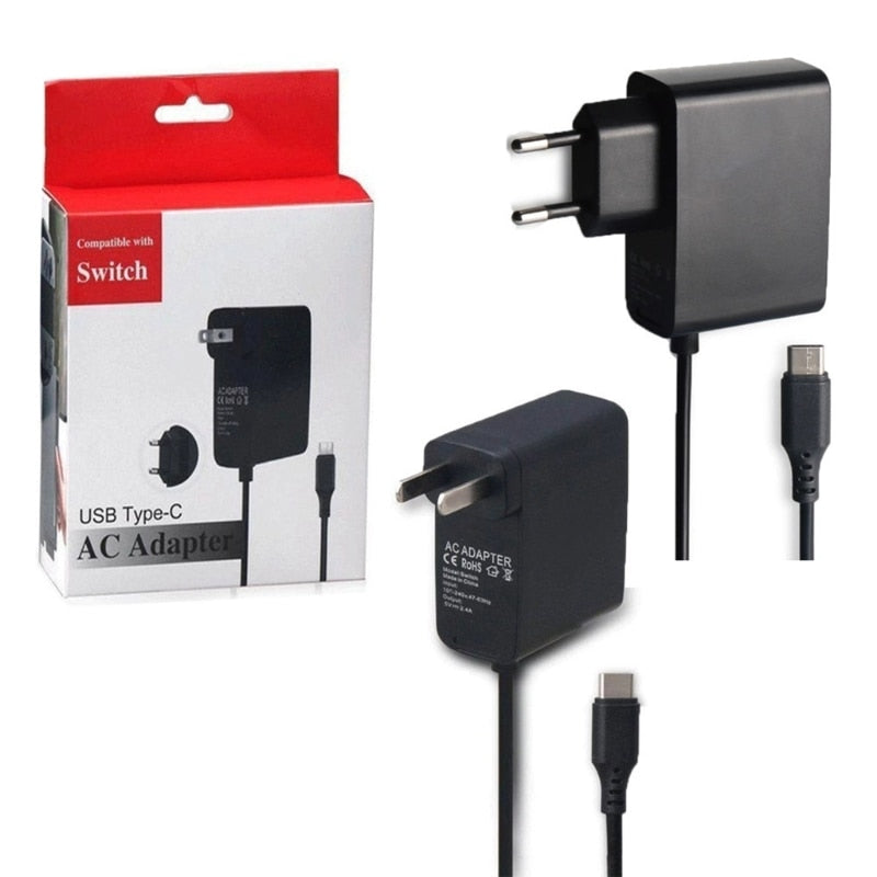 AC100-240V Power Adapter Charging Cable Adaptor for Switch Game Console AC Power Supply Adapter Type-C Charger Socket