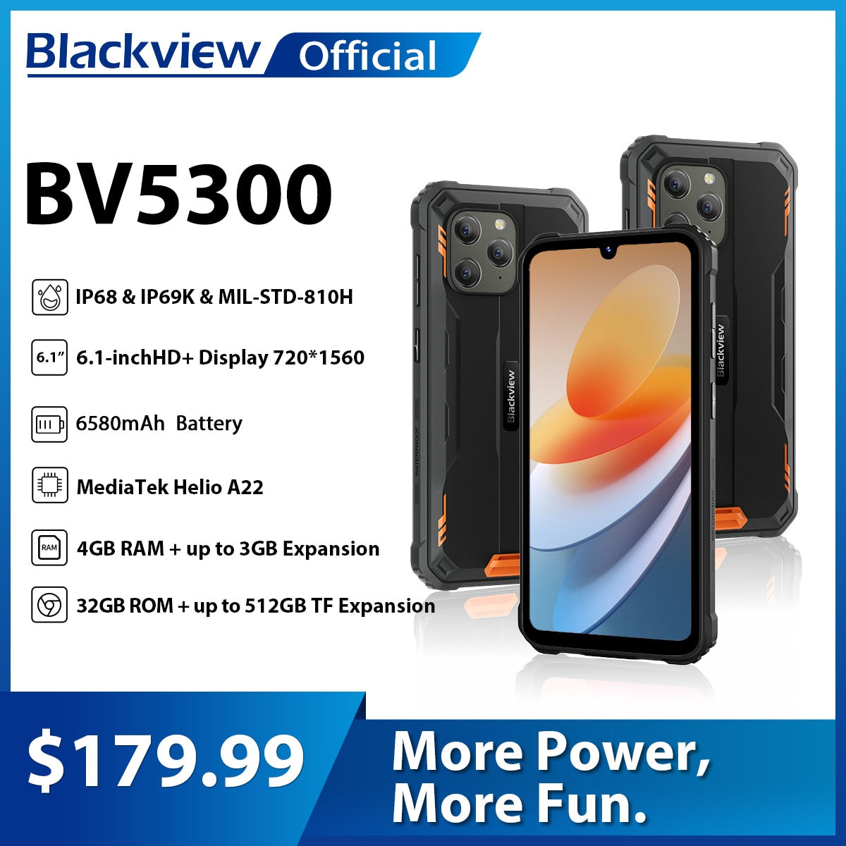 Blackview BV5300 Rugged Phone 4GB 32GB Smartphone IP68 Waterproof Android 12  Mobile Phone ArcSoft Cameras 6580mAh 4G Cellphone