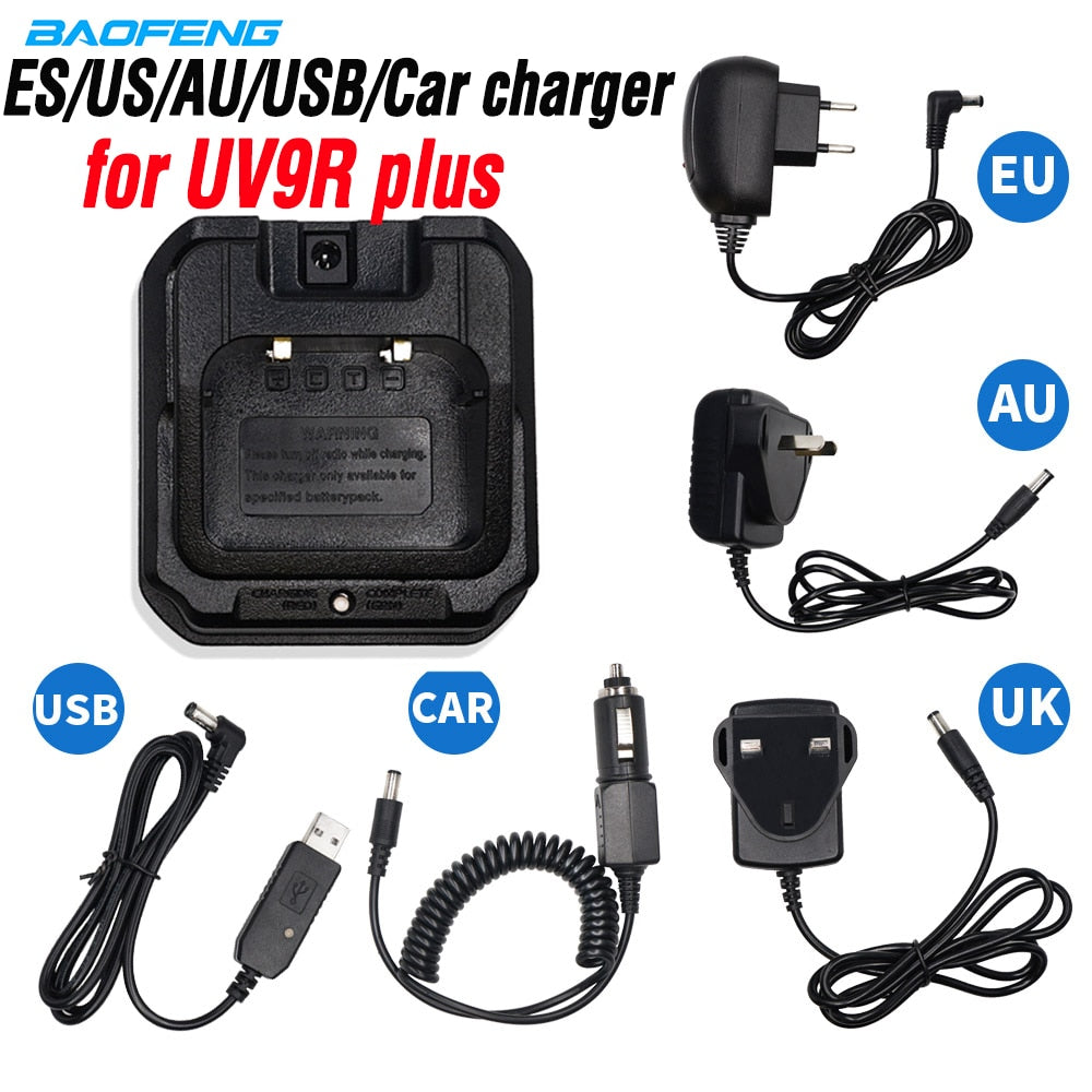 Original Baofeng UV-9R Plus EU/US/UK/AU/USB/Car Battery Charger For Baofeng uv 9r plus UV9R Walkie Talkie Waterproof Ham Radio