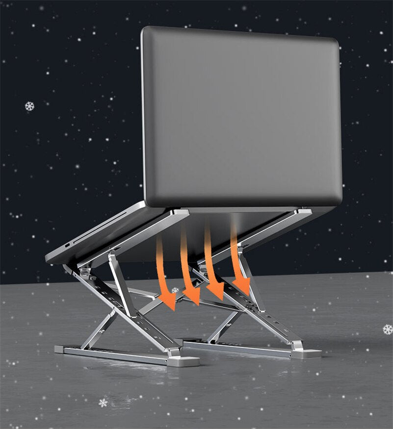 Aluminum 9 Levels Double Adjustable Height Vertical Folding Raised Layer Laptop Stand For iPad MAC Book