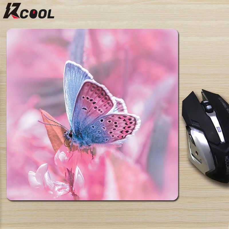 Butterfly Pink Mouse Pad Aesthetic Small Computer Laptop Anti-slip Rubber Keyboard Pad Table Mat Office Home Desktop Blotters