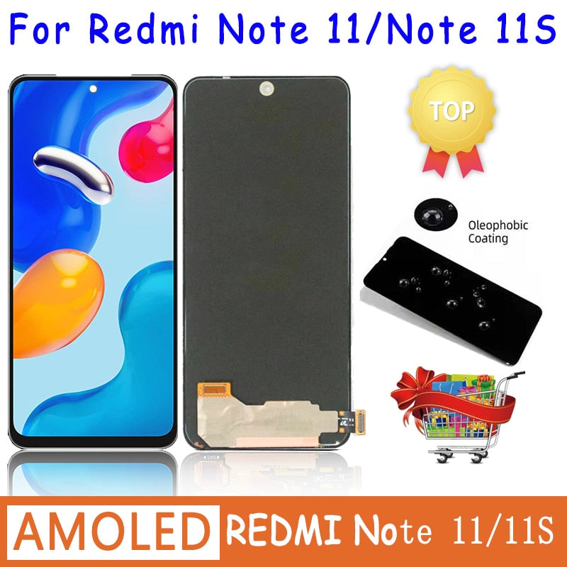 100% Test For Xiaomi Redmi Note 11 Display Note11 2201117TG Screen Touch Glass Digitizer For Redmi Note 11S LCD With Frame