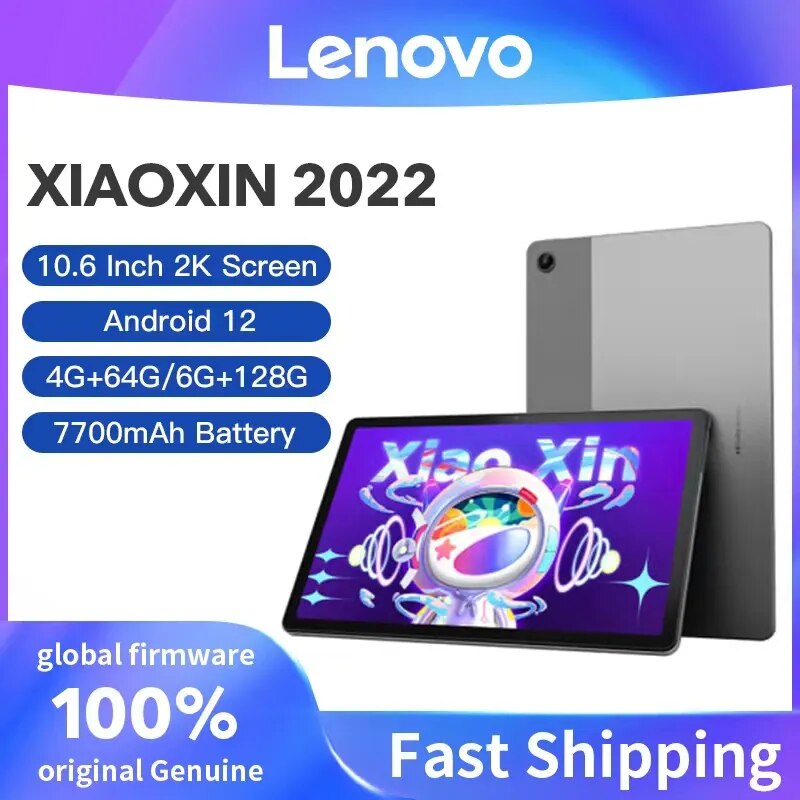 Global Firmware Lenovo Xiaoxin Pad 2022 Tab 128GB/64GB 10.6'' Display Snapdragon 680 Octa Core 7700mAh Android 12 Tablets