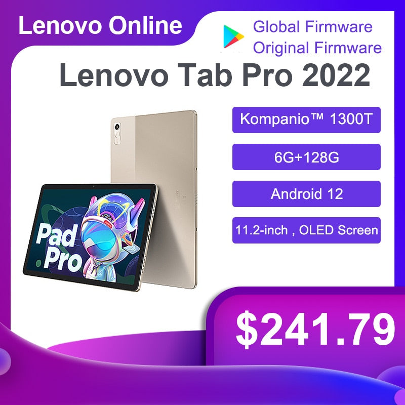 Global Firmware Lenovo Tab P11 Pro 2022 Kompanio 1300T Android 6+128G 8200mAh 11.2" 2560*1536 OLED 120 Hz Refresh Rate Wi-Fi