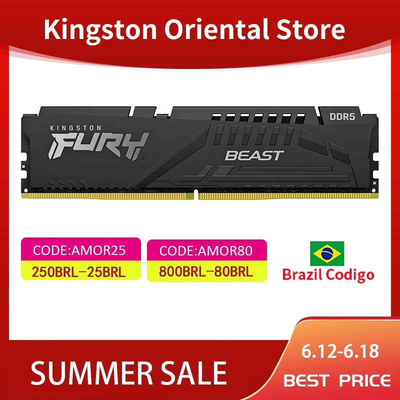 Kingston FURY Beast DDR5 RAM 8GB 16GB 32GB 5200MHz 5600MHz 6000MHz Desktop AMD Intel CPU Motherboard Memory RAMs 288 PIN 1.1V