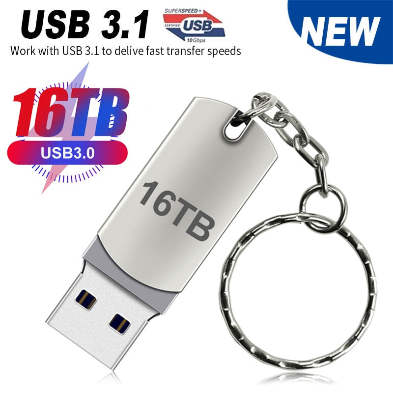 16TB USB Flash Drive High Speed Transfer Metal Waterproof U Disk SSD 2TB 1TB 512G Drive 3.0 Storage Key USB Devices Drive