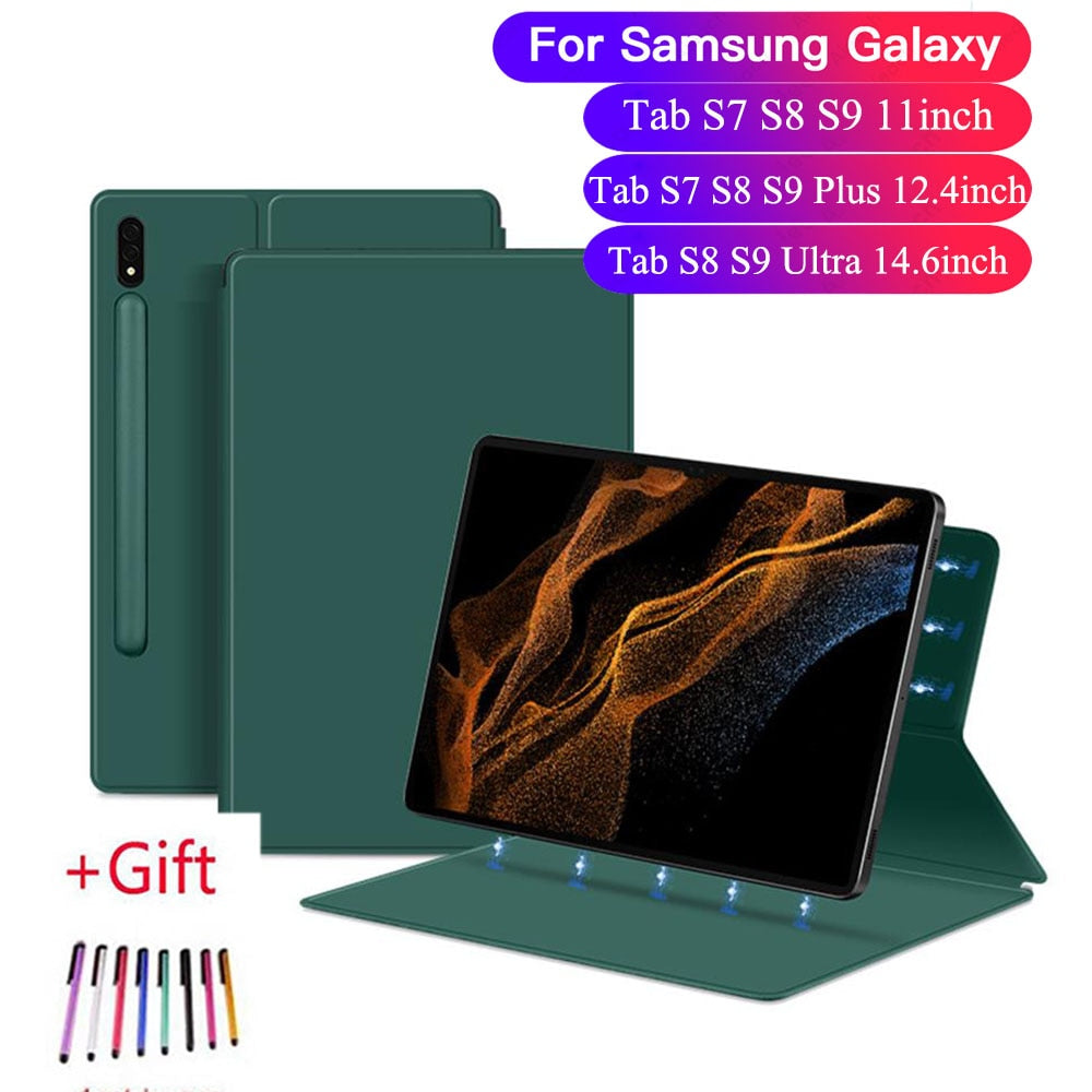 Magnetic Case for Samsung Galaxy Tab S9 S8 11 Plus 12.4 S7+ Tablet Cover for S8 S9 Ultra 14.6 Hybrid Shockproof with Pen Holder