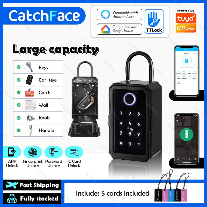 New Outdoor Waterproof Safe Security Intelligent Password Storage Lock Tuya or TTLock APP Key Box Anti-theft box