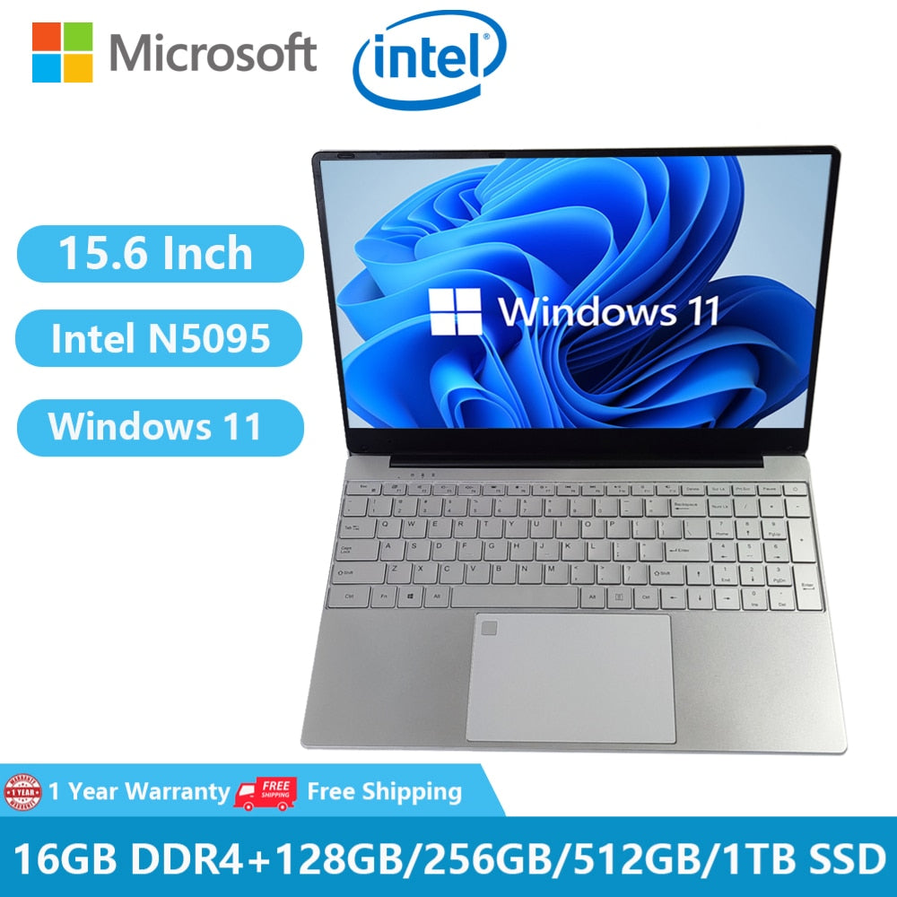 2023 Office Laptops Notebook Windows 11 Business Gaming Education 15.6" Netbook Intel Celeron N5095 16GB RAM 1T SSD Dual WiFi