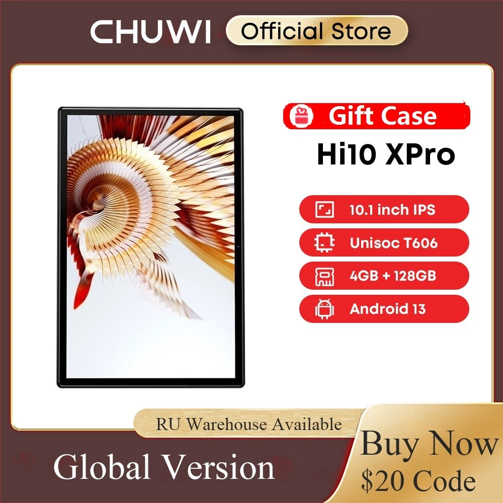 CHUWI Hi10X Pro 10.1 Inch 800*1280 IPS Screen Core Unisoc T606 4GB RAM 128GB ROM Tablets 2.4G/5G Wifi Android 13 Tablet PC