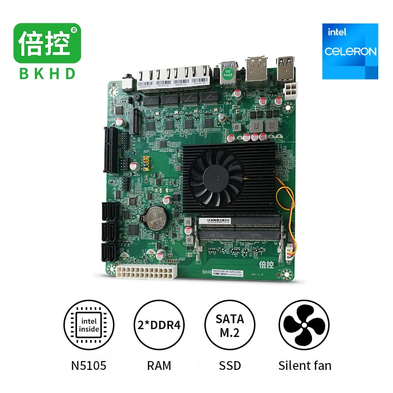 IkuaiOS Industrial Develop Motherboard ITX Custom Celeron N5100 N5105 4x2.5GE 1xNVMe 6xSATA 1xPCIe Support DIY FreeNAS Own Cloud