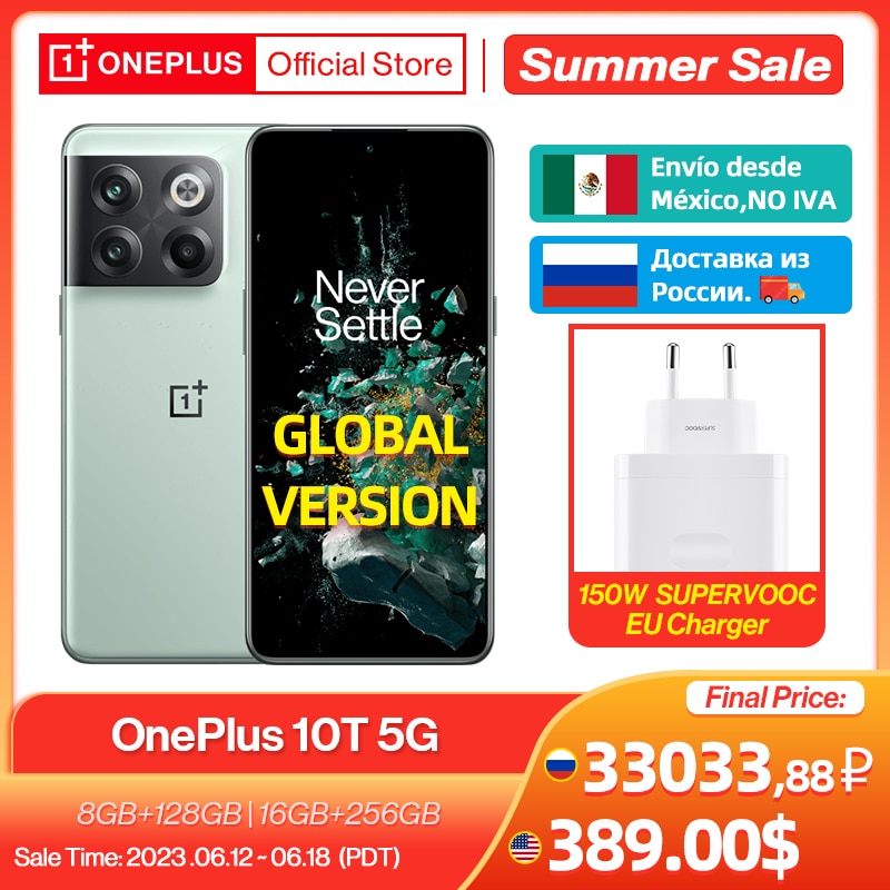 OnePlus 10T 10 T 5G Global Version 16GB 256GB Snapdragon 8+ Gen 1 150W SUPERVOOC Charge 4800mAh 50MP